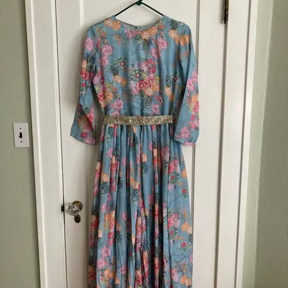 Sky blue floral jumpsuit